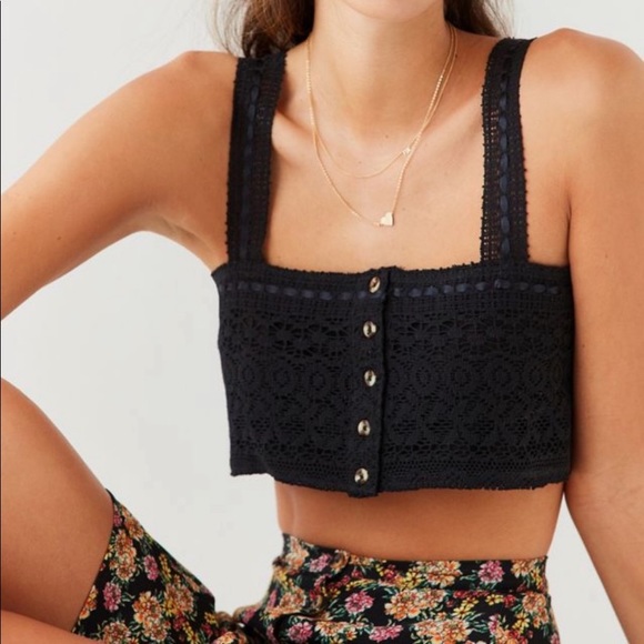 Urban Outfitters Tops - Urban Outfitters Cropped Button Crochet Tank Top